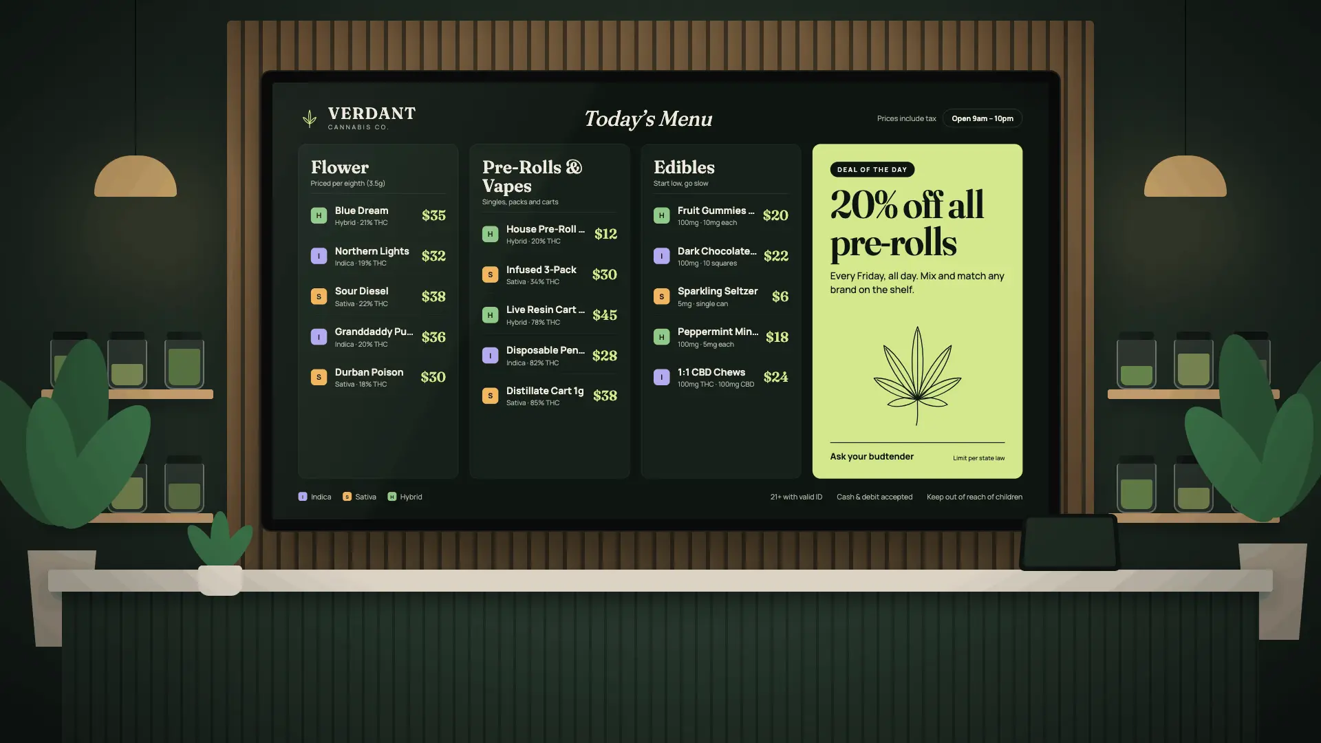 Digital signage for dispensaries